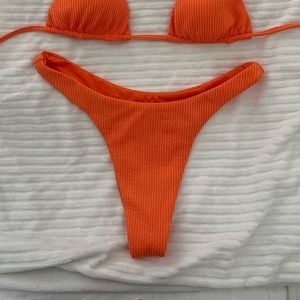 Monday Swimwear Cantaloupe Orange Byron Bikini Swimsuit Swim Bottom M Thong